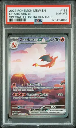 2023 POKEMON MEW EN-151 SPECIAL ILLUSTRATION RARE #199 CHARIZARD EX PSA 8 - Image 1