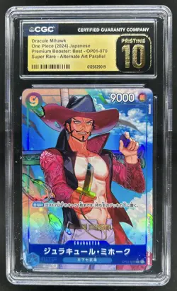 2024 One Piece Best JP Dracule Mihawk Super Rare Alternate Art #OP01-070 CGC 10 - Image 1