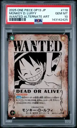 2025 ONE PIECE JPN CARRYING ON HIS WILL WANTED ALT ART MONKEY D. LUFFY PSA 10 - Image 1