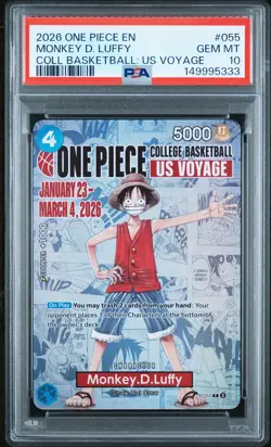 2026 ONE PIECE PROMOS COLLEGE BASKETBALL : US VOYAGE MONKEY D. LUFFY PSA 10 - Image 1