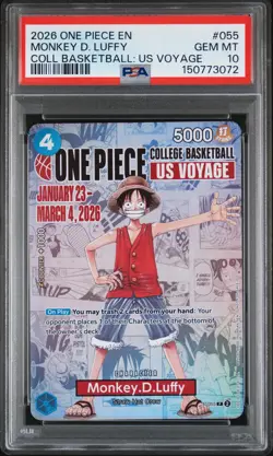 2026 ONE PIECE PROMOS COLLEGE BASKETBALL : US VOYAGE MONKEY D. LUFFY PSA 10 - Image 1