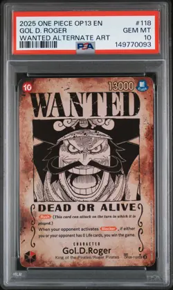 2025 ONE PIECE CARRYING ON HIS WILL WANTED ALT ART #118 GOL D. ROGER PSA 10 - Image 1