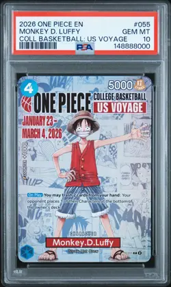 2026 ONE PIECE PROMOS COLLEGE BASKETBALL : US VOYAGE MONKEY D. LUFFY PSA 10 - Image 1
