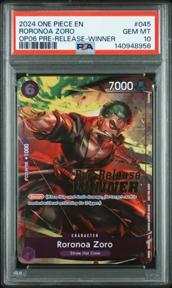 2024 ONE PIECE PROMOS #045 RORONOA ZORO PSA 10 - Image 1