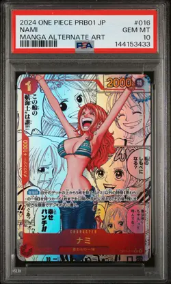 2024 ONE PIECE JAPANESE PRB01-PREMIUM BOOSTER MANGA ALT ART #016 NAMI PSA 10 - Image 1