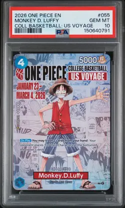2026 ONE PIECE PROMOS COLLEGE BASKETBALL : US VOYAGE MONKEY D. LUFFY PSA 10 - Image 1