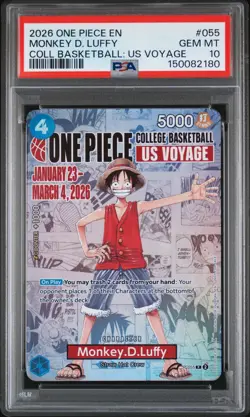 2026 ONE PIECE PROMOS COLLEGE BASKETBALL : US VOYAGE MONKEY D. LUFFY PSA 10 - Image 1