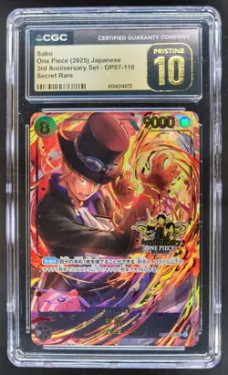 2025 ONE PIECE JAPANESE SABO SECRET RARE OP07-118 CGC 10 PRISTINE C PT - Image 1