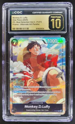 2025 One Piece The Best Monkey D. Luffy Promo ALT ART P-075 CGC 10 PRISTINE A PT - Image 1