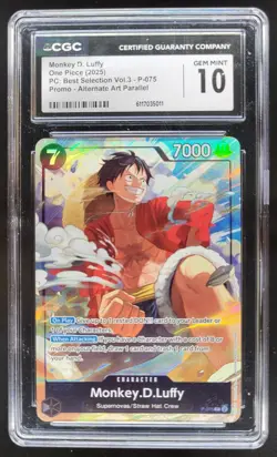 2025 One Piece The Best Vol. 3 Monkey D. Luffy Promo ALT ART #P-075 CGC 10 A PT - Image 1