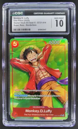 2025 ONE PIECE MONKEY D. LUFFY SUPER RARE BORDERLESS ST21-014 CGC 10 A PT - Image 1