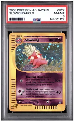 Pokemon TCG Slowking Aquapolis Holo Card #H22 PSA Mint 8 - Image 1