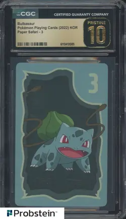 2022 Pokemon Playing Cards Korean Paper Safari - 3 Bulbasaur CGC 10 PRISTINE - Image 1
