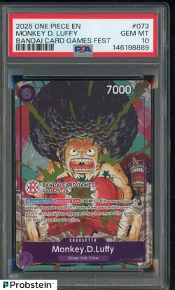 2025 One Piece EN Bandai Card Games Fest #073 Monkey D. Luffy PSA 10 GEM MINT - Image 1