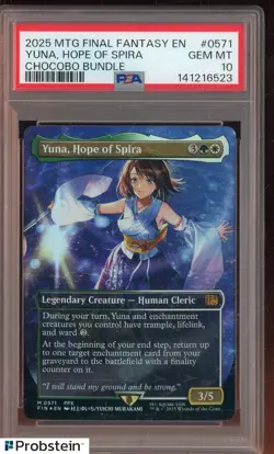 2025 MTG Final Fantasy Borderless Surge Foil #0571 Yuna Hope of Spira PSA 10 - Image 1
