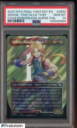 2025 MTG FINAL FANTASY #0550 ZIDANE TANTALUS THIEF BORDERLESS-SURGE FOIL PSA 10 - Image 1