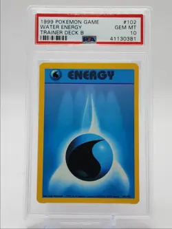 WATER ENERGY 1999 POKEMON GAME TRAINER DECK B 102/102 PSA 10 Q1980 - Image 1