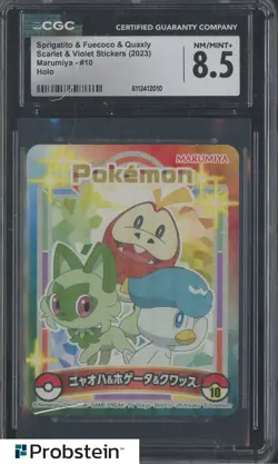 2023 Pokemon S&V Stickers Marumiya Sprigatito Fuecoco Quaxly CGC 8.5 - Image 1