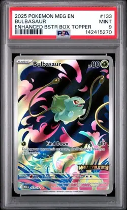 Pokemon TCG - Bulbasaur 133/132 - Enhanced Mega Evolution Stamped Promo - PSA 9 - Image 1