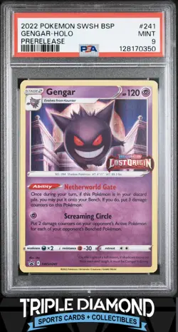 2022 Pokemon Swsh Black Star Promo #241 Gengar Lost Origin Stamp Holo PSA 9 R564 - Image 1