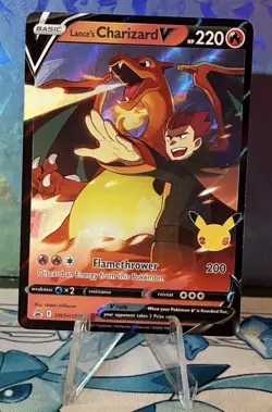 Pokemon 2021 TCG Lance's Charizard v SWSH133 Celebrations Black Star Promo Card - Image 1