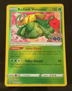 ⭐ SWSH Pokemon Go TCG Radiant Venusaur NM 4 Grass Type Card 150 HP Ultra Rare - Image 1