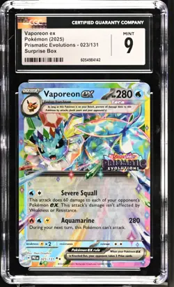 Pokemon 2025 Vaporeon ex SB Prismatic Evolutions #023 CGC 9 - Image 1