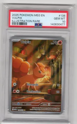 2025 POKEMON MEG EN-MEGA EVOLUTION ILLUSTRATION RARE #138 VULPIX PSA 10 - Image 1