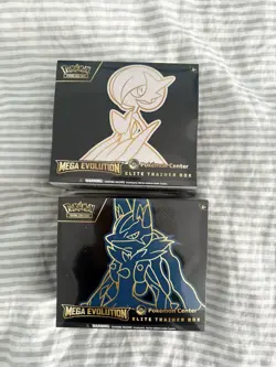 Lot of (2) Pokemon Center Exclusive Mega Evolution Gardevoir & Lucario PC ETB - Image 1