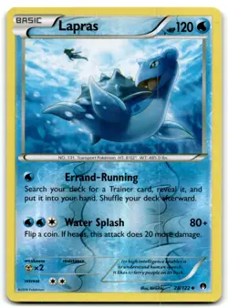2016 XY - BREAKpoint Pokemon Lapras Basic/Uncommon #28 Holo - Image 1