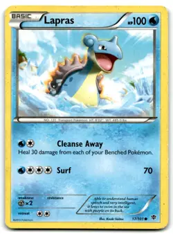 2013 Black & White - Plasma Blast Pokemon Lapras Basic/Common #17 - Image 1