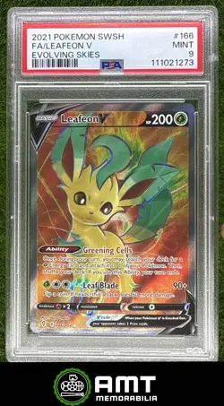 Leafeon V PSA 9 2021 Pokemon Sword Shield Evolving Skies 166/203 1273 Ultra Rare - Image 1