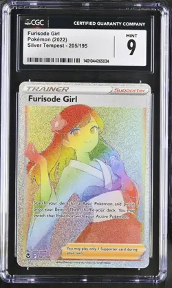 Pokemon Furisode Girl 2022 Silver Tempest 205/195 Rainbow Rare Holo CGC 9 - Image 1