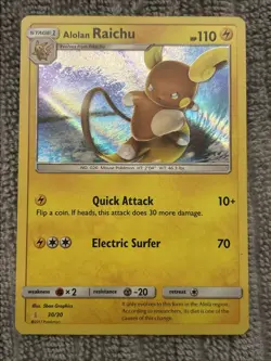 Pokemon Alolan Raichu 30/30 Sun & Moon Rare Holo Promo TCG- VLP - Image 1