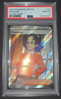 2025 POKEMON PRE EN-PRISMATIC EVOLUTIONS 138 GIACOMO ULTRA RARE PSA 8 - Image 1