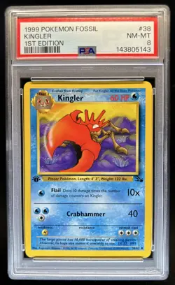 1999 Pokemon Fossil 1st Edition Kingler #38/62 PSA 8 - Image 1