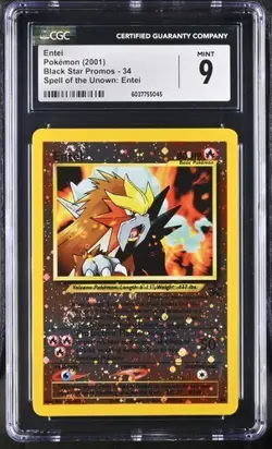 Pokemon Entei 2001 Black Star Promos 34 Spell of the Unown: Entei CGC 9 - Image 1