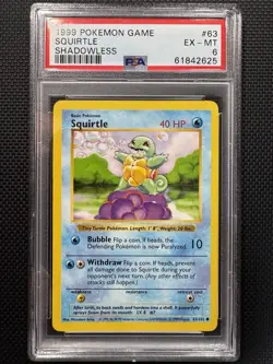 1999 POKEMON BASE SET SHADOWLESS SQUIRTLE #63 PSA 6 - Image 1