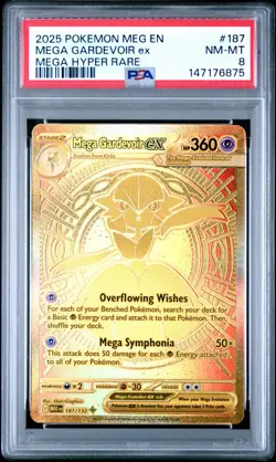2025 Pokemon Mega Evolutions Mega Gardevoir EX Mega Hyper Rare #187 PSA 8 NM-MT - Image 1