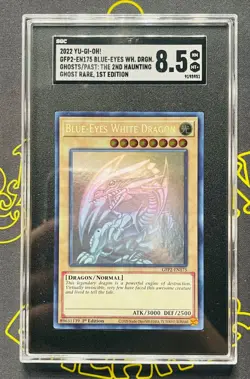 2022 YU-GI-OH! - BLUE-EYES WHITE DRAGON - 1ST - GHOST - #GFP2-EN175 - SGC 8.5 - Image 1