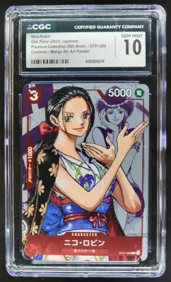 2022 ONE PIECE JP NICO ROBIN MANGA ALT ART 25TH ST01-008 CGC 10 PT - Image 1