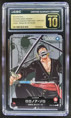 22 ONE PIECE JP RORONOA ZORO LEADER MANGA ALT ART OP01-001 CGC 10 PRISTINE C PT - Image 1