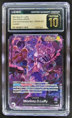 2025 ONE PIECE MONKEY D. LUFFY 2ND ANNIV LEADER OP09-061 CGC 10 PRISTINE B PT - Image 1