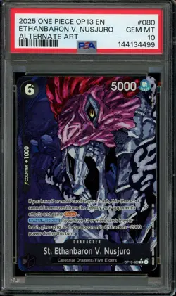 One Piece TCG OP13 EN #080 St. Ethanbaron V. Nusjuro Alternate Art PSA 10 - Image 1