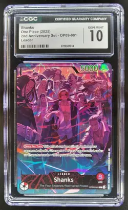 2025 ONE PIECE SHANKS LEADER 2ND ANNIVERSARY OP09-001 CGC 10 B PT - Image 1