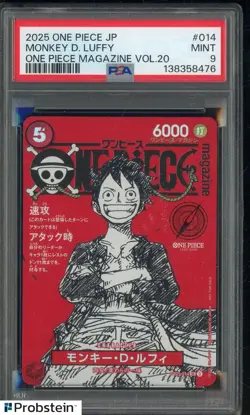 2025 ONE PIECE JPN PROMOS ONE PIECE MAGAZINE VOL.20 #014 MONKEY D. LUFFY PSA 9 - Image 1