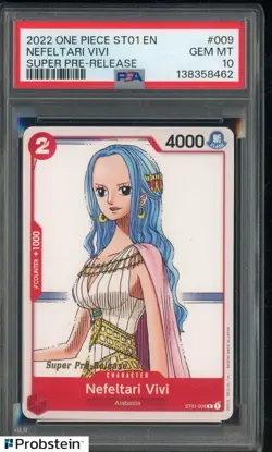 2022 One Piece ST01 EN Super Pre-Release #ST01-009 Nefeltari Vivi PSA 10 GEM MT - Image 1