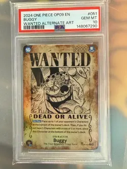 One Piece Buggy OP09-051 SP Wanted Poster Alternative Alt Art PSA 10 English - Image 1