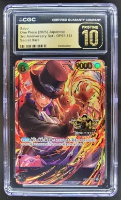 2025 ONE PIECE JP SABO SECRET RARE 3RD ANNIVERSARY OP07-118 CGC 10 PRISTINE B PT - Image 1