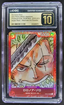 2023 ONE PIECE JP RORONOA ZORO SUPER RARE ALT ART FILM RED CGC 10 PRISTINE A PT - Image 1